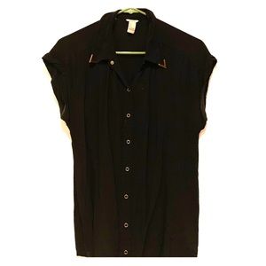 Breezy black forever 21 blouse with gold accents